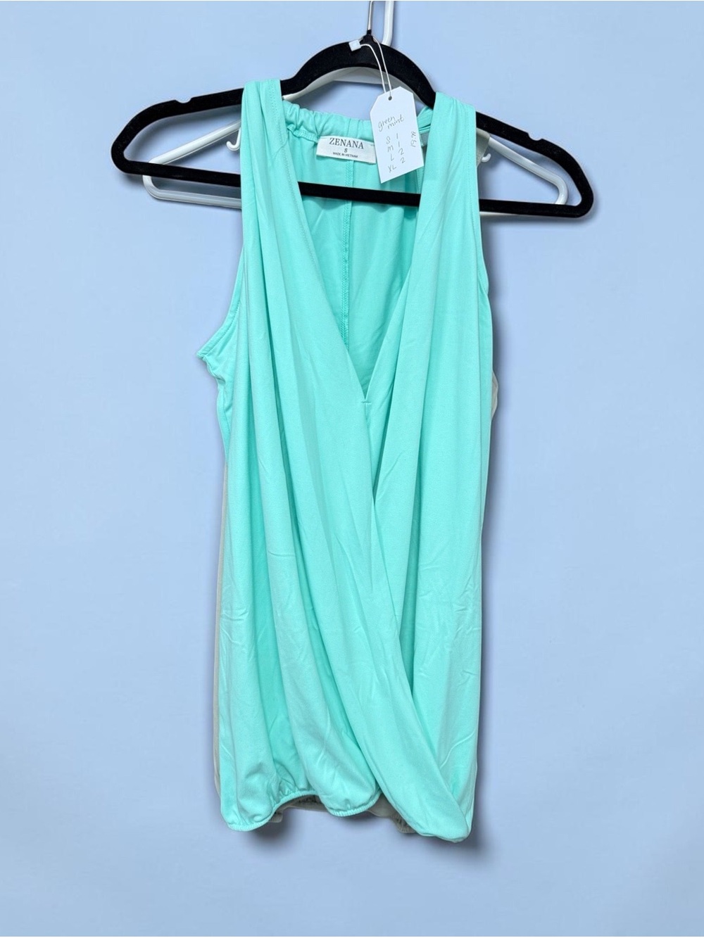Zenana Outfitters Mint Surplice Sleeveless Camisole